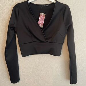 boohoo black crop top